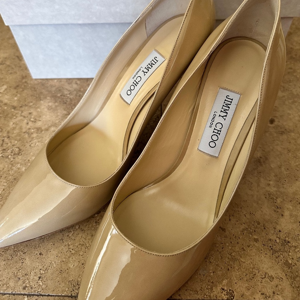 Jimmy Choo Romy 85 Nude Patent